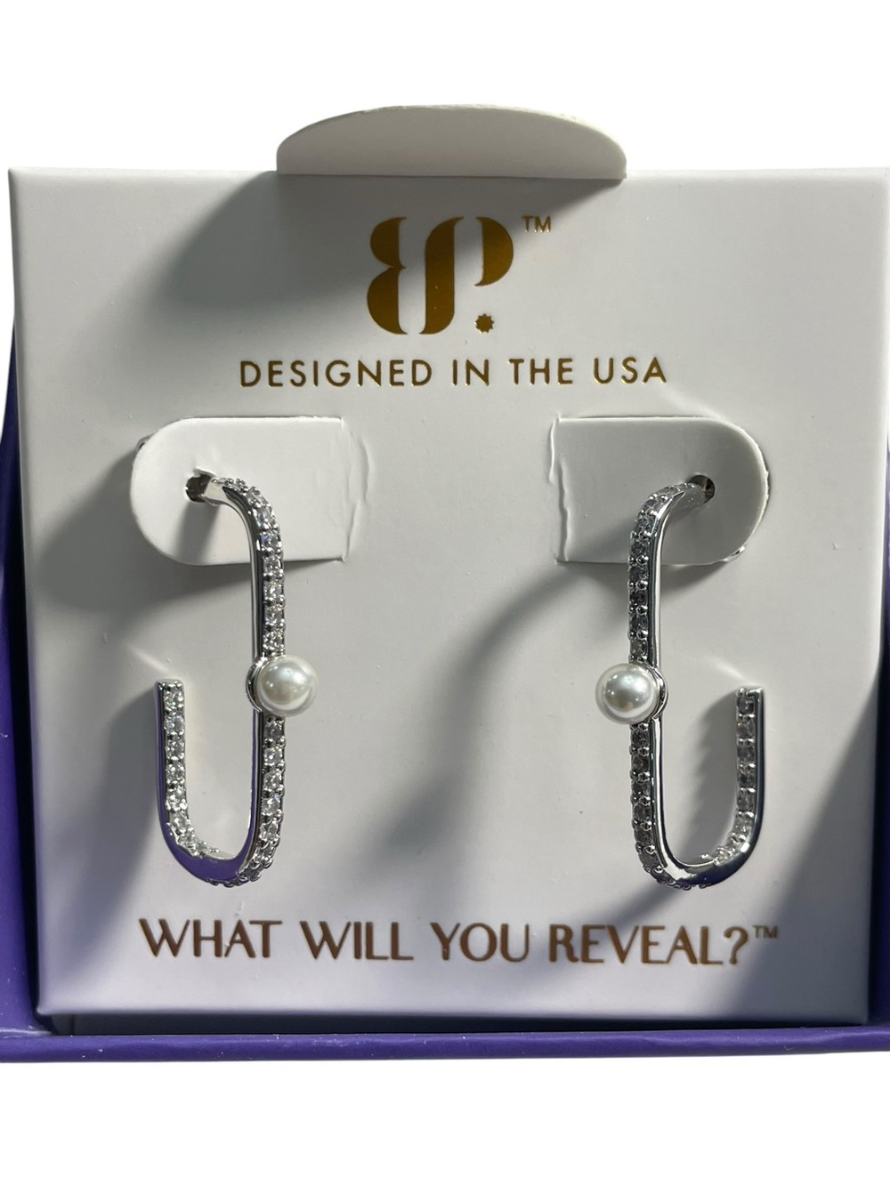 Bomb Party June 2026 Earrings ER88383 “Linked Love” Rhodium/Pearl NIB
